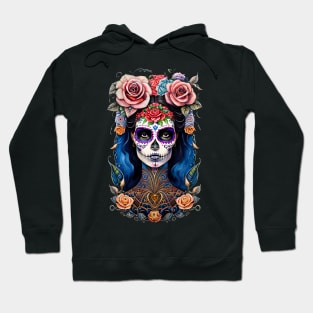 Sugar Skull Art -Woman in Gorgeous Skull Makeup Hoodie